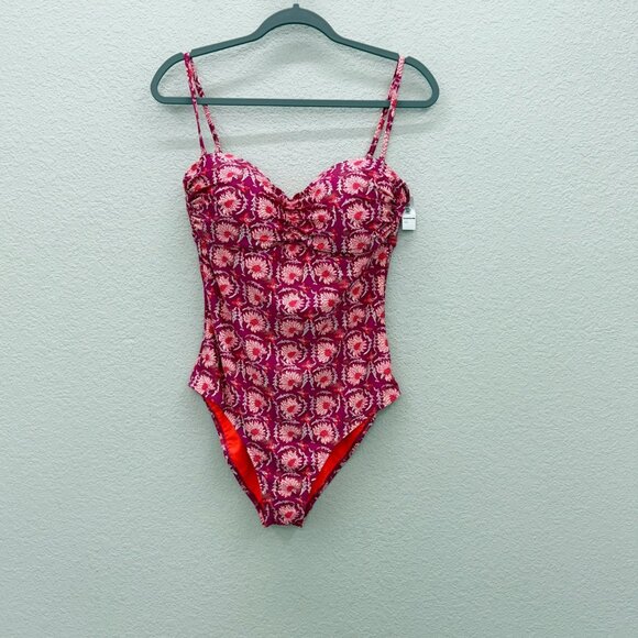 Old Navy Other - Old Navy Onepiece Pink Print Cinch Front Bathing Suit Womens size Large NEW